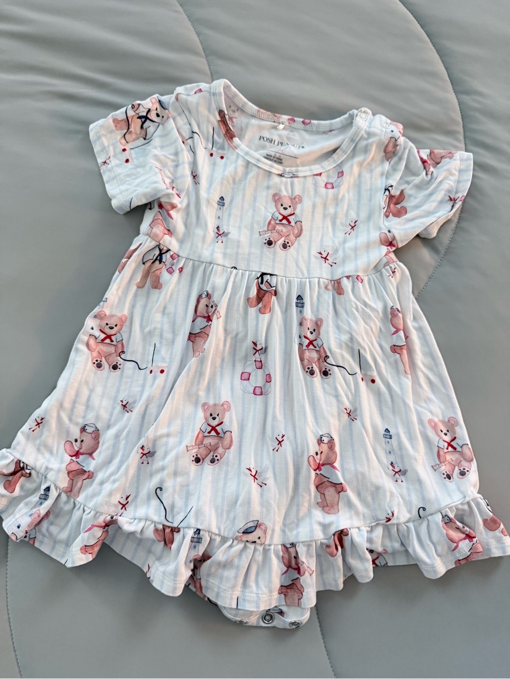Posh Peanut Teddy Bear Ruffle Twirl Dress - Sz 2T